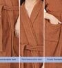 Brown Solid Cotton Women Bath Robe With Belt (L)