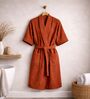 Brown Solid Cotton Women Bath Robe With Belt (L)