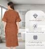 Brown Solid Cotton Women Bath Robe With Belt (XL)