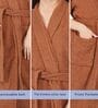 Brown Solid Cotton Women Bath Robe With Belt (XL)