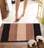 Brown Striped MicroFibre 14x10 Inches Antiskid Bath Mats