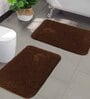 Brown Solid Microfibre 20x14 Inches AntiSkid Bath Mats (Set of 2)