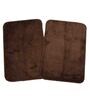 Brown Solid Microfibre 20x14 Inches AntiSkid Bath Mats (Set of 2)