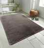 Brown Solid Polyester 4x6 Feet Machine Made Carpet
