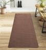 Brown Solid Polyester 59x32 Inches Machine Made Floor Runner