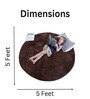 Brown Solid Polyester 5x5 Feet Machine Made Shaggy Round Carpet