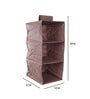 Brown Solid Polypropylene  Foldable Collapsible Cupboard Hanging Cloth Organiser With 3 Shelves