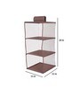Brown Solid Polypropylene  Foldable Cupboard Hanging Cloth Organiser With 3 Shelves
