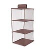 Brown Solid Polypropylene  Foldable Cupboard Hanging Cloth Organiser With 3 Shelves