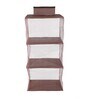 Brown Solid Polypropylene  Foldable Cupboard Hanging Cloth Organiser With 3 Shelves