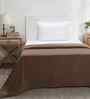 Brown Solid TC 256 Cotton Single Bed Bedcover