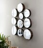Solid Wood Abstract Wall Mirror in Brown colour