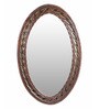 Solid Wood Oval Wall Mirror in Brown colour