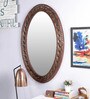 Solid Wood Oval Wall Mirror in Brown colour