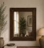 Brown Solid Wood Wood Carving Mirror Rectangular Wall Mirror