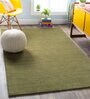 Olive Solid Wool 5 ft x 7 ft Hand Woven Carpet