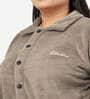 Brown Solid Woolen Women Bath Robe With Belt (3XL)