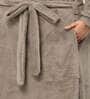 Brown Solid Woolen Women Bath Robe With Belt (XXL)