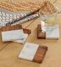 Faye White & Brown Marble & MDF (Set of 4) Table Coaster