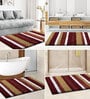 Brown Stripe Microfibre 30x18 Inches AntiSkid Bath Mat