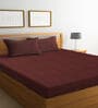 Brown Striped 300 TC 100% Cotton Double Queen Bedsheet With 2 Pillow Covers