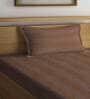 Brown Striped 300 TC 100% Cotton Single Bedsheet with 1 Pillow Cover