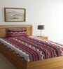Brown Striped 300 TC Cotton Blend Single Bedsheet with 1 Pillow Cover