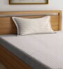 Brown Striped 300 TC Cotton Blend Single Bedsheet with 1 Pillow Cover