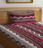 Brown Striped 300 TC Cotton Blend Single Bedsheet with 1 Pillow Cover