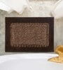 Brown Geometric Microfibre 24x16 Inches AntiSkid Bath Mat