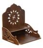 Brown Swastik Design Laminated Wood Pooja Shelf