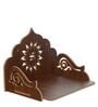 Brown Swastik Design Laminated Wood Pooja Shelf