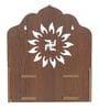 Brown Swastik Design Laminated Wood Pooja Shelf
