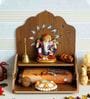 Brown Swastik Design Laminated Wood Pooja Shelf