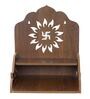 Brown Swastik Design Laminated Wood Pooja Shelf