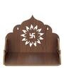 Brown Swastik Design Laminated Wood Pooja Shelf