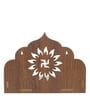 Brown Swastik Design Laminated Wood Pooja Shelf