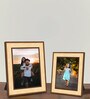 Brown Synthetic Wood Wall Hanging/Table Top Photo Frames, Set of 2