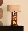 Brown Teak wood Ceramic Handmade Tilecane Natura Table Lamp
