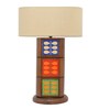 Brown Teak wood Ceramic Handmade Tilecane Natura Table Lamp