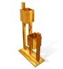 Brown Teak Wood Dual Planter Stand