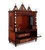 Brown Teak Wood Floor Rested Mandir Without Door
