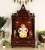 Natural Finish Teak Wood Floor Rested Mandir Without Door