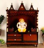 Brown Teak Wood Floor Rested Mandir Without Door