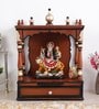 Agastya Solid Wood Home Temple In Brown Gold