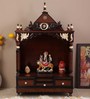 Brown Teak Wood Floor Rested Mandir Without Door