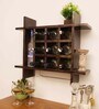 Brown Teak Wood Wall Mounted Mini Bar