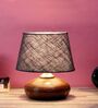 Brown Terracotta & Natural Fiber Blue Colour Table Lamp