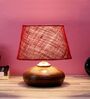Brown Terracotta & Natural Fiber Maroon  Colour Table Lamp