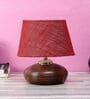 Brown Terracotta & Natural Fiber Maroon  Colour Table Lamp